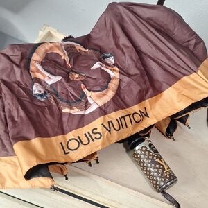 Louis Vuitton Brown and Gold Artistic Umbrella